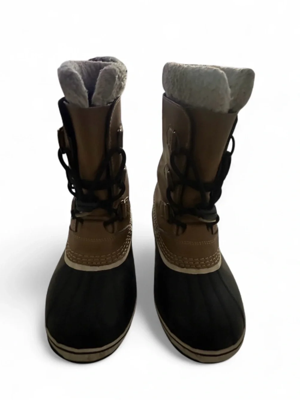 Sorel Kids Two-Tone Brown and Black Winter Lace Boots kids 4